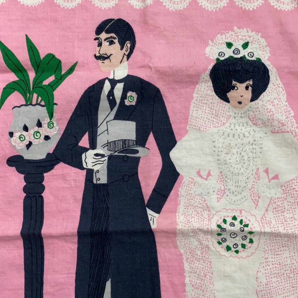 Vintage dish towel (bride & groom) - Picture 3 of 4